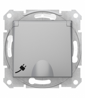 Sedna Gniazdo pojedyncze Schuko IP44 aluminium Schneider SDN3100360