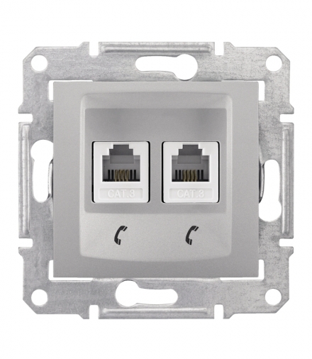 Sedna Gniazdo telefoniczne 2x RJ11 aluminium Schneider SDN4201160