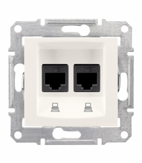 Sedna Gniazdo komputerowe 2x RJ45 kat.5e UTP krem Schneider SDN4400123