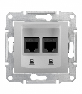 Sedna Gniazdo komputerowe 2x RJ45 kat.5e UTP aluminium Schneider SDN4400160