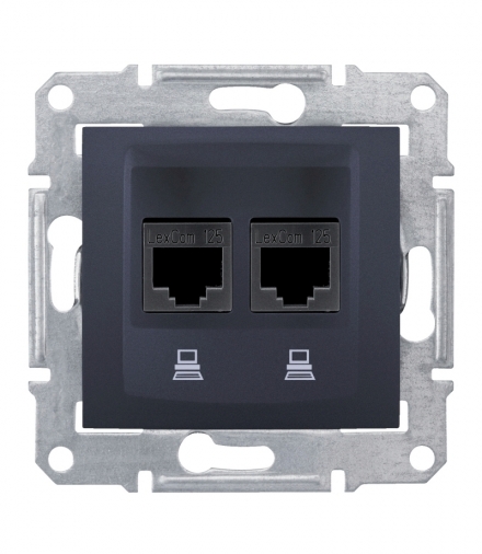 Sedna Gniazdo komputerowe 2x RJ45 kat.5e UTP grafit Schneider SDN4400170