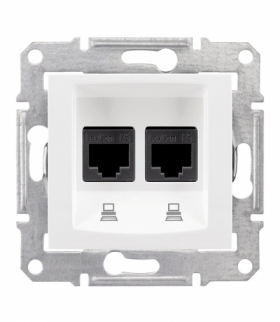 Sedna Gniazdo komputerowe 2x RJ45 kat.6 STP biały Schneider SDN5000121