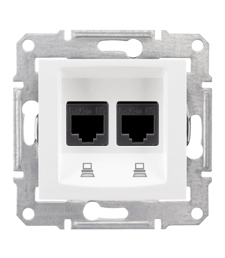 Sedna Gniazdo komputerowe 2x RJ45 kat.6 STP biały Schneider SDN5000121