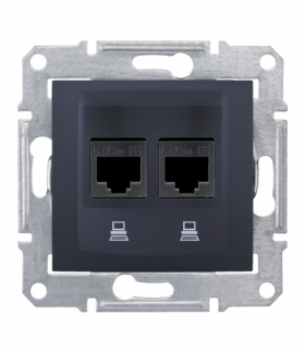 Sedna Gniazdo komputerowe 2x RJ45 kat.6 STP grafit Schneider SDN5000170