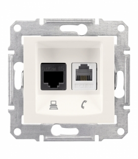 Sedna Gniazdo telefoniczne RJ11+komputerowe kat.5e UTP krem Schneider SDN5100123