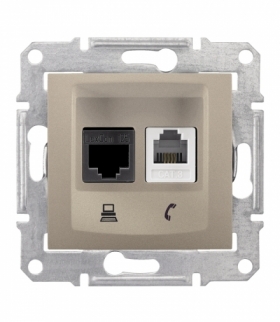 Sedna Gniazdo telefoniczne RJ11+komputerowe kat.5e UTP satyna Schneider SDN5100168