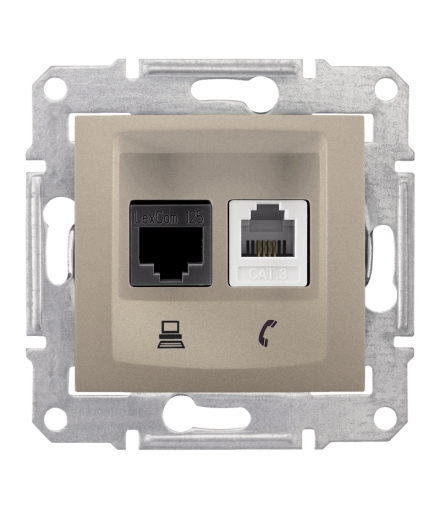 Sedna Gniazdo telefoniczne RJ11+komputerowe kat.5e UTP satyna Schneider SDN5100168