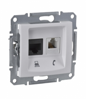 Sedna Gniazdo telefoniczne RJ11+komputerowe kat.6 UTP biały Schneider SDN5200121