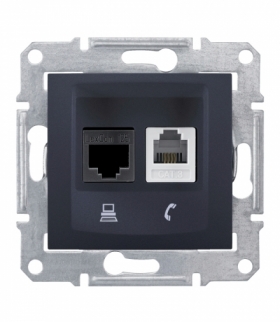 Sedna Gniazdo telefoniczne RJ11+komputerowe kat.6 UTP grafit Schneider SDN5200170