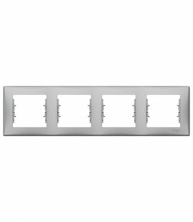 Sedna Ramka 4-krotna pozioma aluminium Schneider SDN5800760