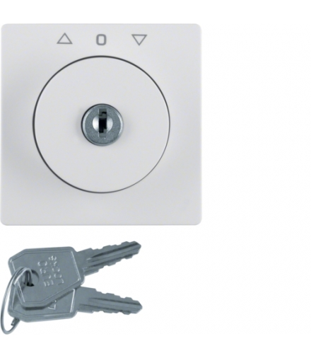 Q.x Płytka czołowa z zamkiem do łącznika żaluzjowego na klucz, biały, aksamit Berker 1083608900