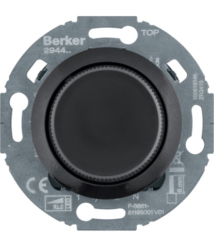 1930/Glas Ściemniacz obrotowy komfort, czarny, obc. R/L/C 20-420 W, LED 3-100 W Berker 294411