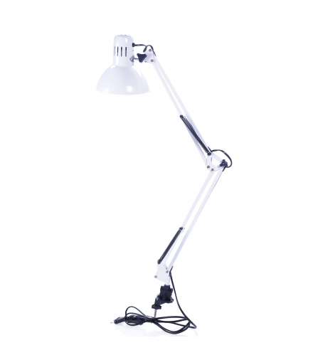 Lampka biurkowa kreślarska BIAŁA E27 z uchwytem LK-01