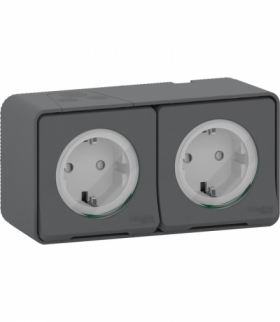 Mureva gniazdo 2x2P+PE schuko podwójne antracyt Schneider MUR36029