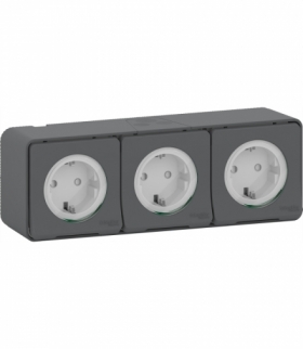 Mureva gniazdo 3x2P+PE potrójne schuko antracyt Schneider MUR36038
