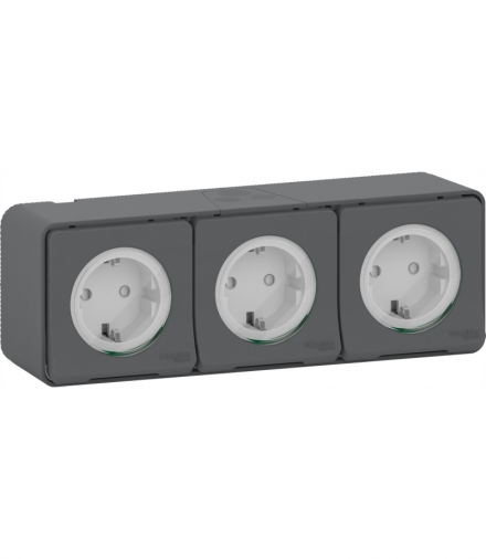 Mureva gniazdo 3x2P+PE potrójne schuko antracyt Schneider MUR36038