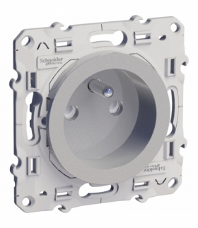 Odace Gniazdo pojedyncze 2P+PE z przesłonami aluminium Schneider S53D059
