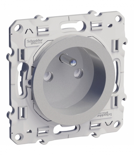 Odace Gniazdo pojedyncze 2P+PE z przesłonami aluminium Schneider S53D059