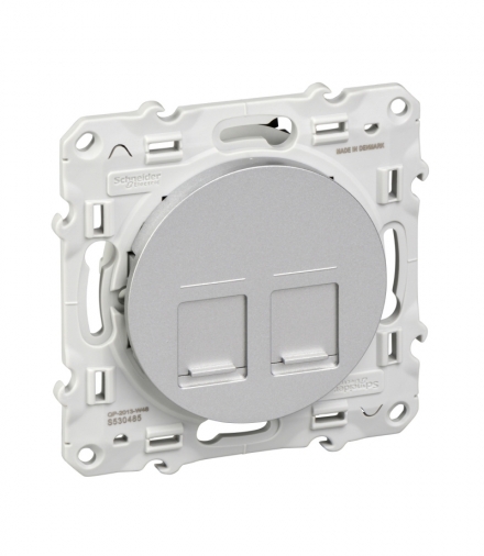 Odace Płytka centralna 2xRJ45 (fr) aluminium Schneider S530410