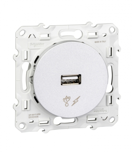 Odace Gniazdo USB 5VDC, aluminium Schneider S53D408