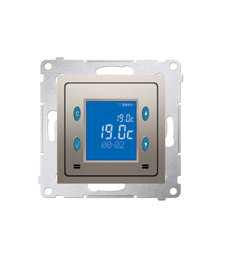 Regulator temperatury z wyświetlaczem (czujnik wewnętrzny) złoty mat, metalizowany D75816.01/44