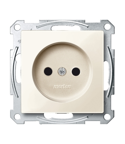 Merten Gniazdo bez uziemienia z przesłonami kremowy S.M.