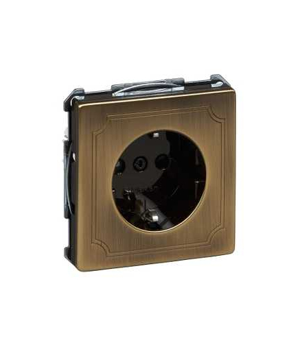 Merten Gniazdo wtykowe SCHUKO, z przesłoną, b.śrub., mosiądz antyk, Artec/Antique