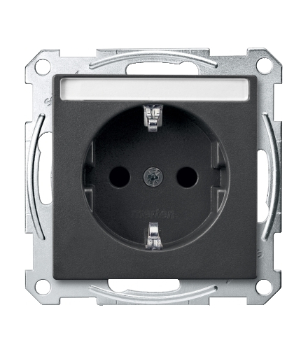 Merten Gniazdo wtykowe SCHUKO z polem opisowym i przesłoną, b.śrub., antracyt, Sys M