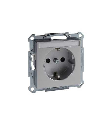 Gniazdo wtykowe SCHUKO z polem opisowym i przesłoną, b.śrub., aluminium, Sys M