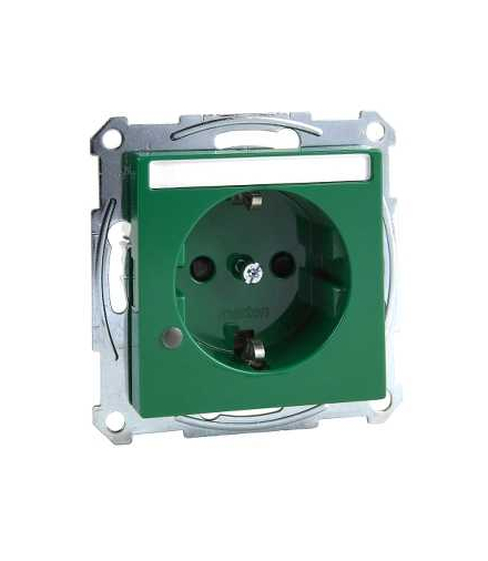 Gniazdo wtyk. SCHUKO p.opis., sygn. zał. przesł., b.śrub., zielony, Sys M