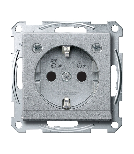 Merten Gniazdo wtyk. SCHUKO, wyjście ośw. i LED, przesł., b.śrub., aluminium, Sys M