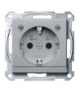 Merten Gniazdo wtyk. SCHUKO, wyjście ośw. i LED, przesł., b.śrub., aluminium, Sys M