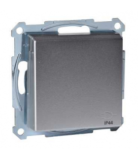 Merten Gniazdo wtykowe SCHUKO z klapką i przesłoną, IP44, b.śrub., aluminium, Sys M