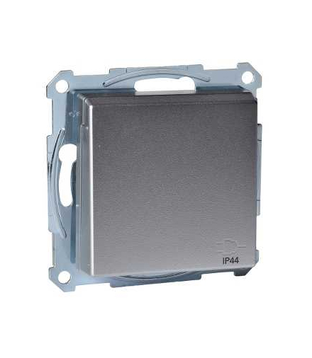 Merten Gniazdo wtykowe SCHUKO z klapką i przesłoną, IP44, b.śrub., aluminium, Sys M