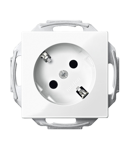 Merten Gniazdo wtykowe SCHUKO 45° z przesłoną, b.śrub., B.P, P, Sys M