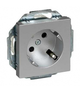 Merten Gniazdo wtykowe SCHUKO 45° z przesłoną, zaciski bezśrubowe, aluminium, system M