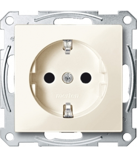 Merten Gniazdo wtykowe SCHUKO, z przesłoną, zaciski śrubowe, kremowy, połysk, system M