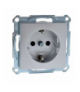 Merten Gniazdo wtykowe SCHUKO, z przesłoną, zaciski śrubowe, aluminium, system M