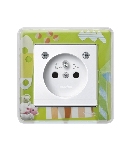 Merten Gniazdo wtyk. z uziem., z sygn. i LED, przesł. b.śrub., B.P, P, Sys M