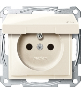 Merten Gniazdo wtykowe z uziemieniem i klapką, IP44, z przesłoną, b.śrub., K, P, Sys M