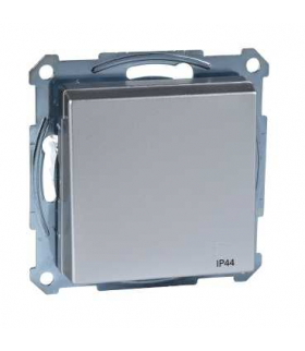 Merten Gniazdo wtykowe z uziemieniem i klapką, IP44, z przesłoną, b.śrub., aluminium, Sys M