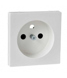 Merten System M, płytka centralna gniazda z uziemieniem, z przesłonami, biel polarna