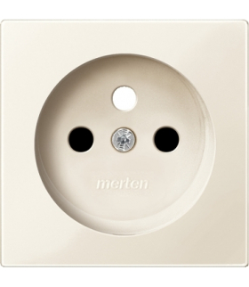 Merten System M, płytka centralna gniazda z uziemieniem, z przesłonami, kremowy