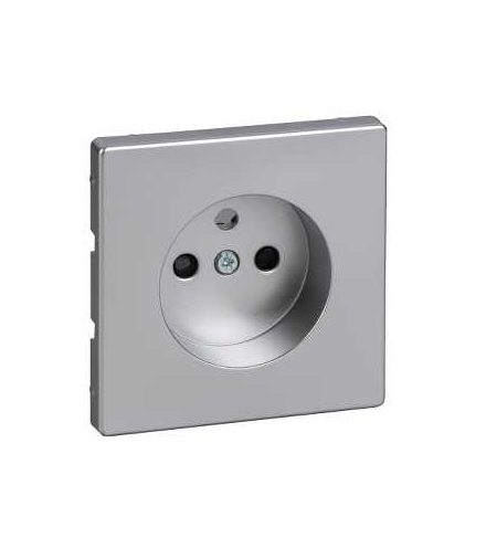 Merten System M, płytka centralna gniazda z uziemieniem, z przesłonami, aluminium