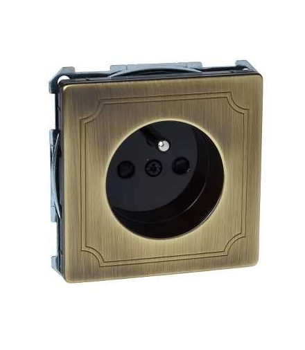 Merten Gniazdo z uziemieniem z przesłonami, mosiądz antyk