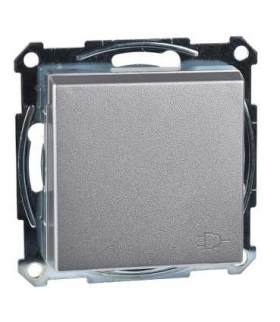 Merten Gniazdo wtykowe z uziemieniem i klapką, z przesłoną, zaciski śrub., aluminium, Sys M