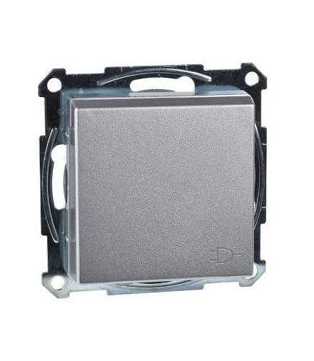 Merten Gniazdo wtykowe z uziemieniem i klapką, z przesłoną, zaciski śrub., aluminium, Sys M