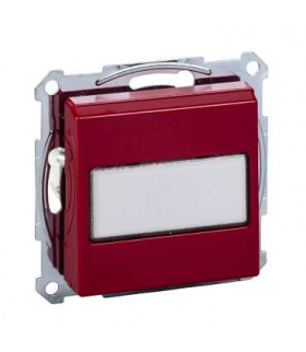 Merten Gniazdo wtyk. z uziem., klap. i polem opis., z przesł. śrub., rubinowy, Sys M