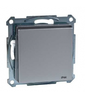 Merten Gniazdo wtykowe z uziemieniem i klapką, IP44, z przesłoną, śrub., aluminium, Sys M