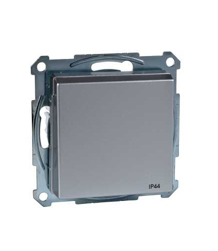 Merten Gniazdo wtykowe z uziemieniem i klapką, IP44, z przesłoną, śrub., aluminium, Sys M